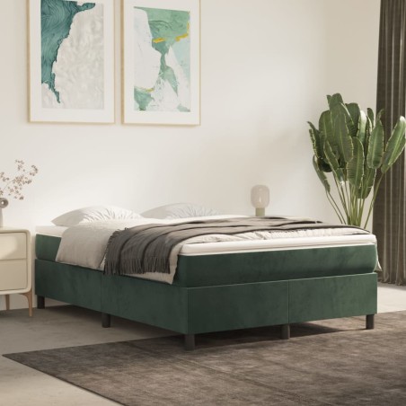 vidaXL Giroletto a Molle con Materasso Verde Scuro 140x200 cm Velluto