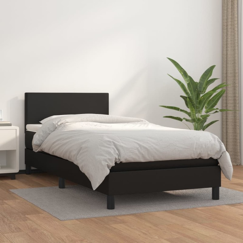 vidaXL Giroletto a Molle con Materasso Nero 90x190 cm in Similpelle