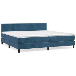 vidaXL Giroletto a Molle con Materasso Blu Scuro 200x200 cm in Velluto