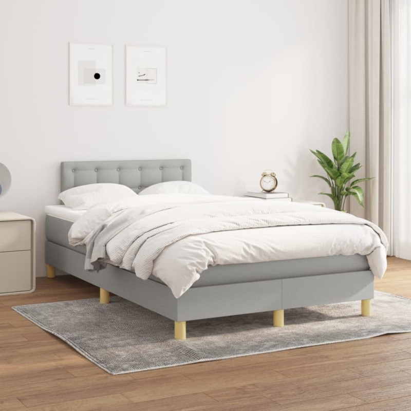 vidaXL Giroletto a Molle con Materasso Grigio Chiaro 120x200cm Tessuto