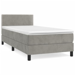 Giroletto a Molle con Materasso Grigio Chiaro 100x200cm Velluto