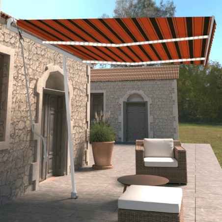 vidaXL Tenda Automatica Sensore Vento e LED 350x250 cm Arancio Marrone