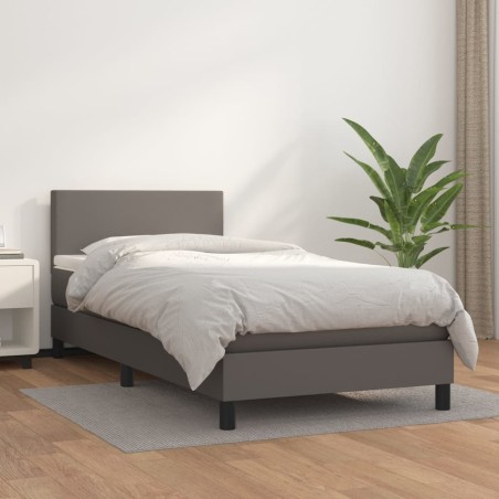 vidaXL Giroletto a Molle con Materasso Grgio 90x200 cm in Similpelle