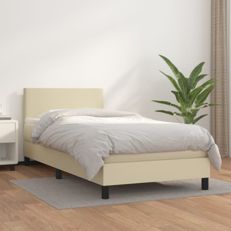 Giroletto a Molle con Materasso Crema 80x200 cm in Similpelle