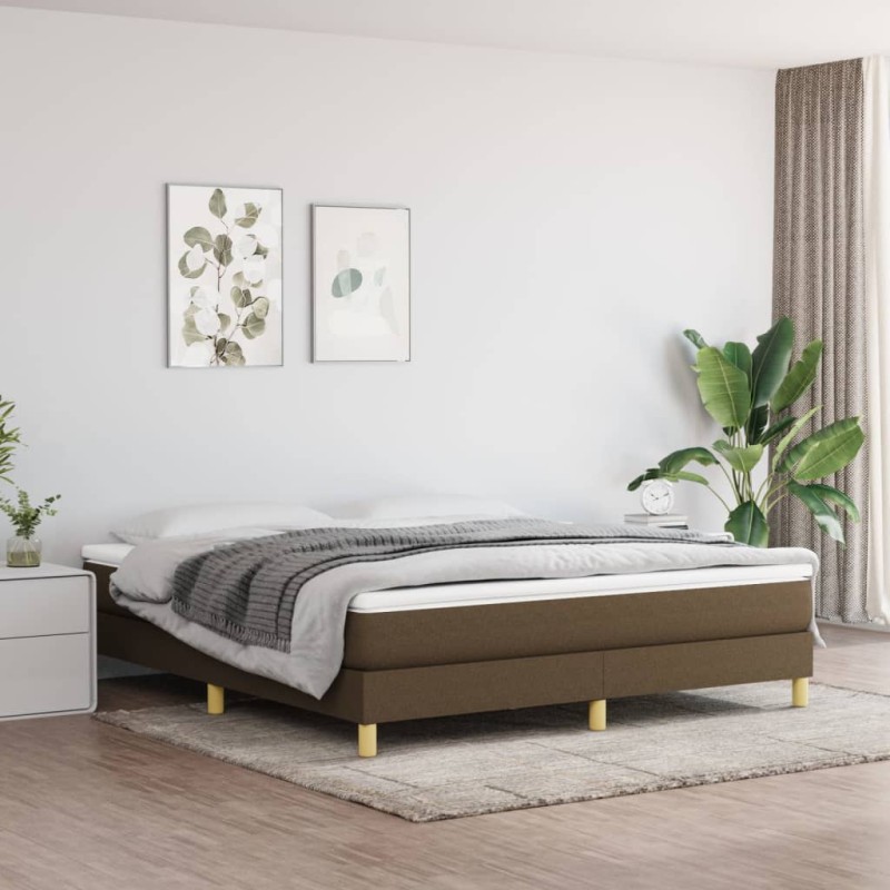 Giroletto a Molle Marrone Scuro 160x200 cm in Tessuto Giroletto a Molle Marrone Scuro 160x200 cm in Tessuto