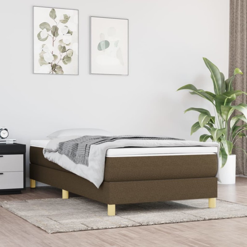 vidaXL Giroletto senza Materasso Marrone Scuro 100x200 cm Tessuto vidaXL Giroletto senza Materasso Marrone Scuro 100x200 cm Tessuto