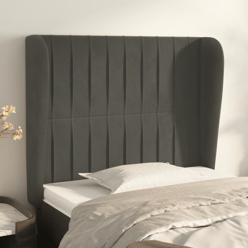 vidaXL Testiera ad Orecchio Grigio Scuro 83x23x118/128 cm in Velluto vidaXL Testiera ad Orecchio Grigio Scuro 83x23x118/128 cm in Velluto