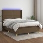 Letto a Molle Materasso e LED Marrone Scuro 140x200 cm Tessuto Letto a Molle Materasso e LED Marrone Scuro 140x200 cm Tessuto