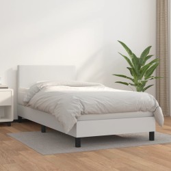vidaXL Giroletto a Molle con Materasso Bianco 90x200 cm in Similpelle