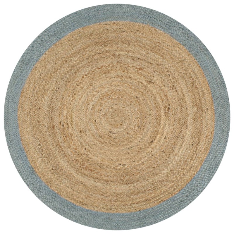 Tappeto Lavorato a Mano in Juta con Bordo Verde Oliva 120 cm Tappeto Lavorato a Mano in Juta con Bordo Verde Oliva 120 cm