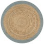 Tappeto Lavorato a Mano in Juta con Bordo Verde Oliva 120 cm Tappeto Lavorato a Mano in Juta con Bordo Verde Oliva 120 cm