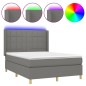 Letto a Molle Materasso e LED Grigio Scuro 140x200cm in Tessuto Letto a Molle Materasso e LED Grigio Scuro 140x200cm in Tessuto