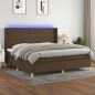 Letto a Molle Materasso e LED MarroneScuro 200x200cm in Tessuto Letto a Molle Materasso e LED MarroneScuro 200x200cm in Tessuto