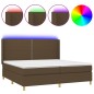 Letto a Molle Materasso e LED MarroneScuro 200x200cm in Tessuto Letto a Molle Materasso e LED MarroneScuro 200x200cm in Tessuto