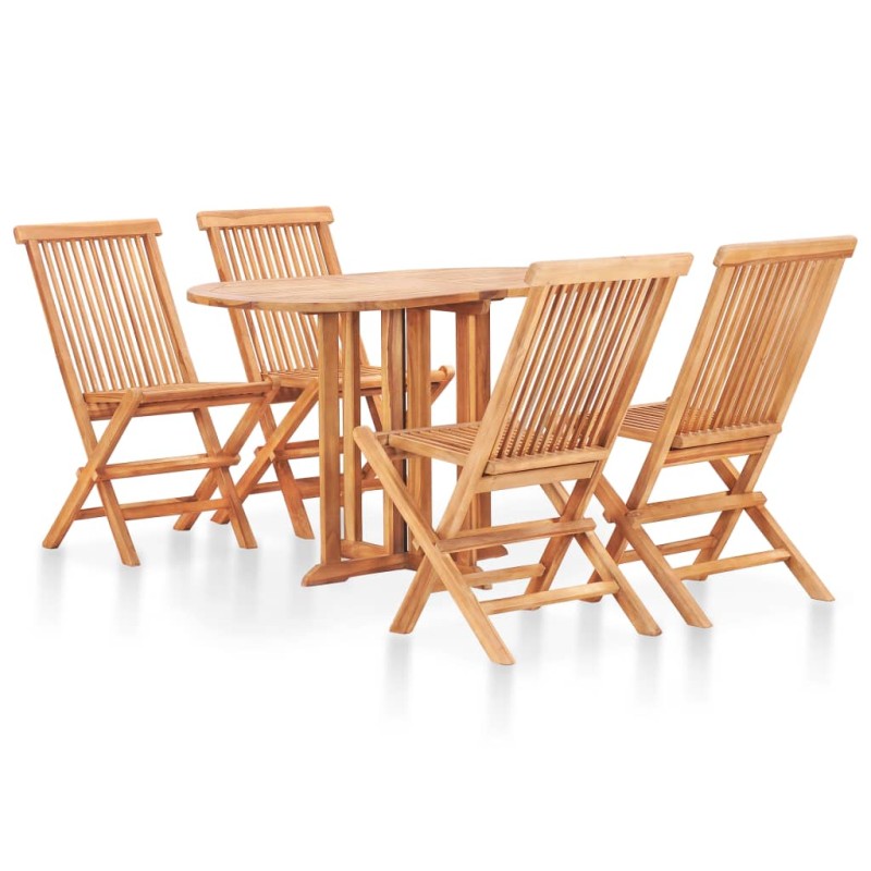 vidaXL Set da Pranzo da Esterno Pieghevole 5 pz Legno Massello di Teak vidaXL Set da Pranzo da Esterno Pieghevole 5 pz Legno Massello di Teak