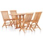 vidaXL Set da Pranzo da Esterno Pieghevole 5 pz Legno Massello di Teak vidaXL Set da Pranzo da Esterno Pieghevole 5 pz Legno Massello di Teak