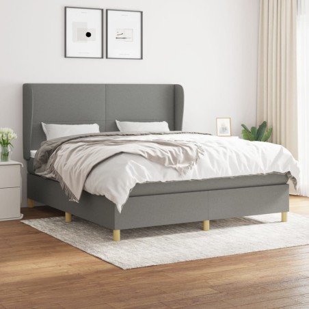 vidaXL Giroletto a Molle con Materasso Grigio Scuro 160x200 cm Tessuto