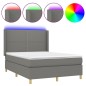 Letto a Molle Materasso e LED Grigio Scuro 140x200cm in Tessuto Letto a Molle Materasso e LED Grigio Scuro 140x200cm in Tessuto