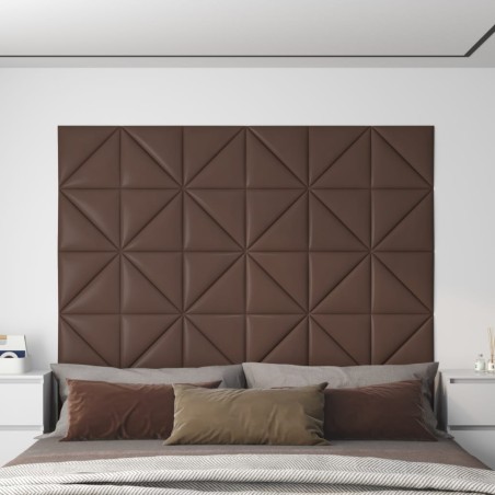 vidaXL Pannelli Murali 12 pz Marroni 30x30 cm in Similpelle 0,54 m²