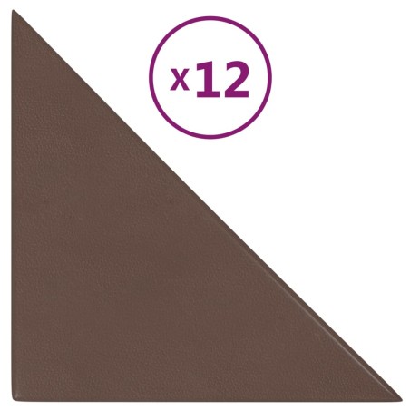 vidaXL Pannelli Murali 12 pz Marroni 30x30 cm in Similpelle 0,54 m²