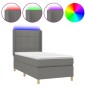 Letto a Molle Materasso e LED Grigio Scuro 90x190 cm in Tessuto Letto a Molle Materasso e LED Grigio Scuro 90x190 cm in Tessuto