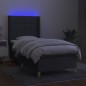Letto a Molle Materasso e LED Grigio Scuro 90x190 cm in Tessuto Letto a Molle Materasso e LED Grigio Scuro 90x190 cm in Tessuto