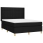 Letto a Molle con Materasso e LED Nero 140x190 cm in Tessuto Letto a Molle con Materasso e LED Nero 140x190 cm in Tessuto