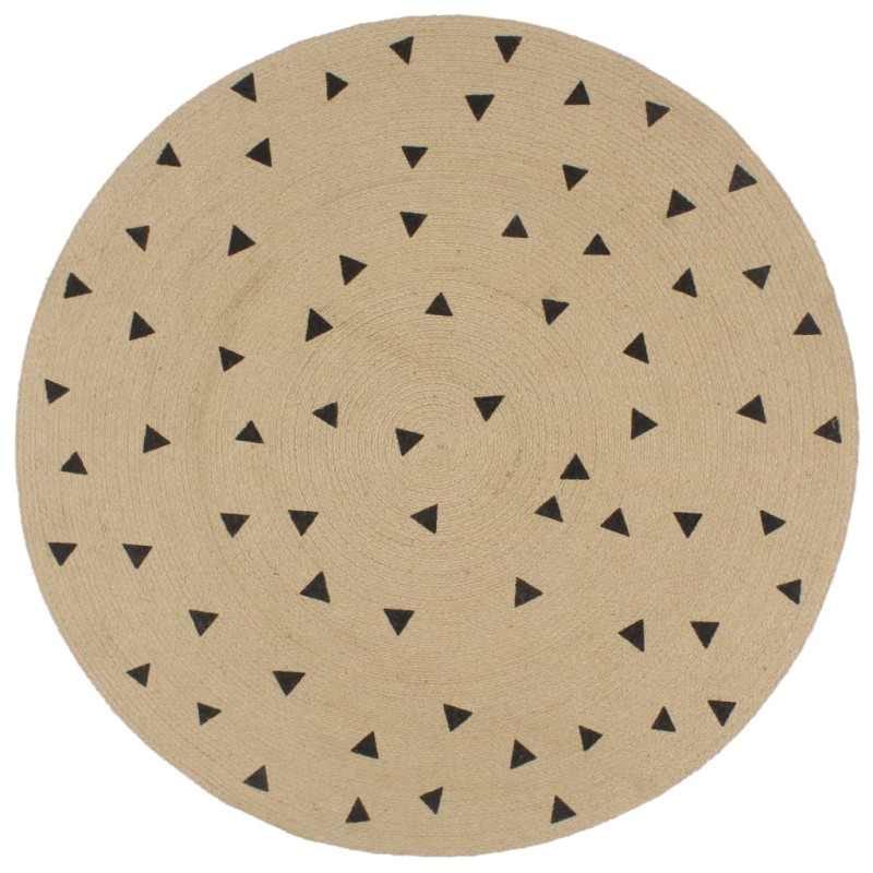 Tappeto Lavorato a Mano in Juta con Stampa a Triangoli 120 cm Tappeto Lavorato a Mano in Juta con Stampa a Triangoli 120 cm