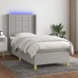 Letto a Molle Materasso e LED Grigio Chiaro 100x200 cm Tessuto Letto a Molle Materasso e LED Grigio Chiaro 100x200 cm Tessuto