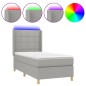 Letto a Molle Materasso e LED Grigio Chiaro 100x200 cm Tessuto Letto a Molle Materasso e LED Grigio Chiaro 100x200 cm Tessuto