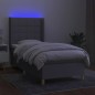Letto a Molle Materasso e LED Grigio Chiaro 100x200 cm Tessuto Letto a Molle Materasso e LED Grigio Chiaro 100x200 cm Tessuto