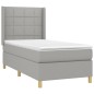 Letto a Molle Materasso e LED Grigio Chiaro 100x200 cm Tessuto Letto a Molle Materasso e LED Grigio Chiaro 100x200 cm Tessuto