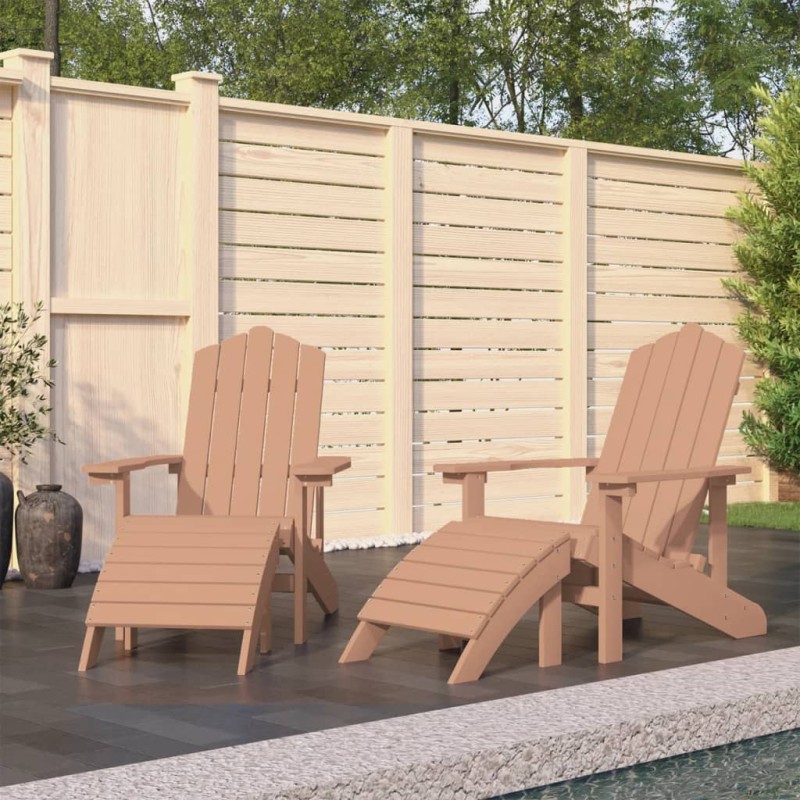 Sedie da Giardino Adirondack 2 pz con Poggiapiedi HDPE Marrone Sedie da Giardino Adirondack 2 pz con Poggiapiedi HDPE Marrone