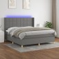 Letto a Molle Materasso e LED Grigio Scuro 160x200cm in Tessuto Letto a Molle Materasso e LED Grigio Scuro 160x200cm in Tessuto
