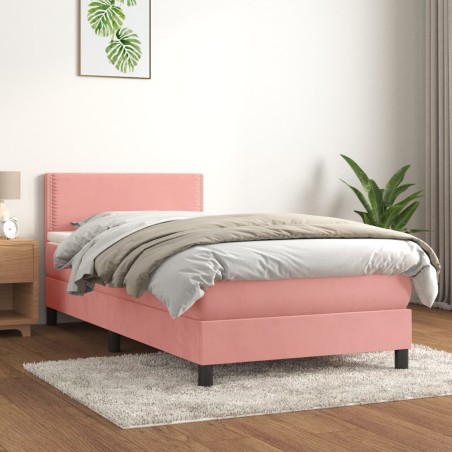 vidaXL Giroletto a Molle con Materasso Rosa 80x200 cm in Velluto