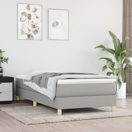 Giroletto a Molle Grigio Chiaro 90x200 cm in Tessuto
