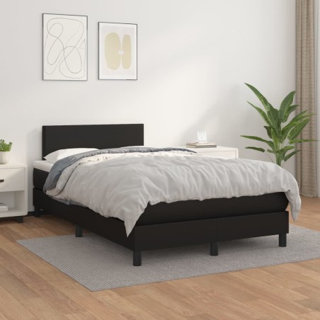 vidaXL Giroletto a Molle con Materasso Nero 120x200 cm in Similpelle