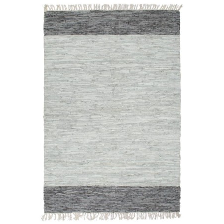 Tappeto Chindi Tessuto a Mano in Pelle 120x170 cm Grigio