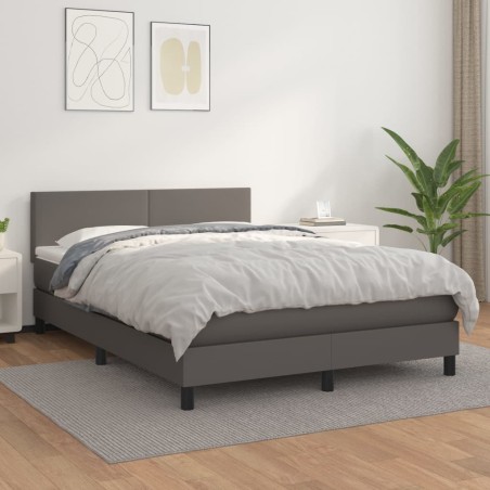 vidaXL Giroletto a Molle con Materasso Grigio 140x190 cm in Similpelle