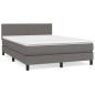 vidaXL Giroletto a Molle con Materasso Grigio 140x190 cm in Similpelle