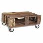 vidaXL Tavolino da Salotto con 4 Ruote in Legno di Recupero vidaXL Tavolino da Salotto con 4 Ruote in Legno di Recupero