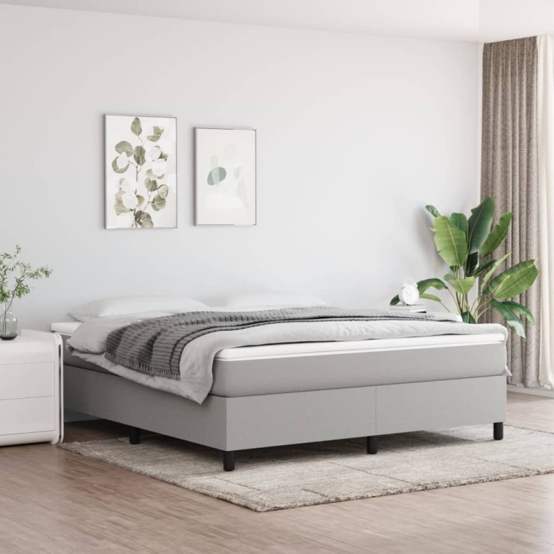 Giroletto a Molle Grigio Chiaro 180x200 cm in Tessuto Giroletto a Molle Grigio Chiaro 180x200 cm in Tessuto