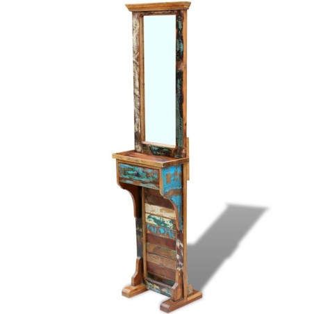 vidaXL Specchio da Ingresso in Legno Massello di Recupero 47x23x180 cm