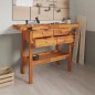 Banco Lavoro Cassetti e Morse 124x52x83cm Legno Massello Acacia Banco Lavoro Cassetti e Morse 124x52x83cm Legno Massello Acacia