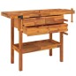 Banco Lavoro Cassetti e Morse 124x52x83cm Legno Massello Acacia Banco Lavoro Cassetti e Morse 124x52x83cm Legno Massello Acacia