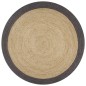 Tappeto Lavorato a Mano in Juta con Bordo Grigio Scuro 120 cm Tappeto Lavorato a Mano in Juta con Bordo Grigio Scuro 120 cm