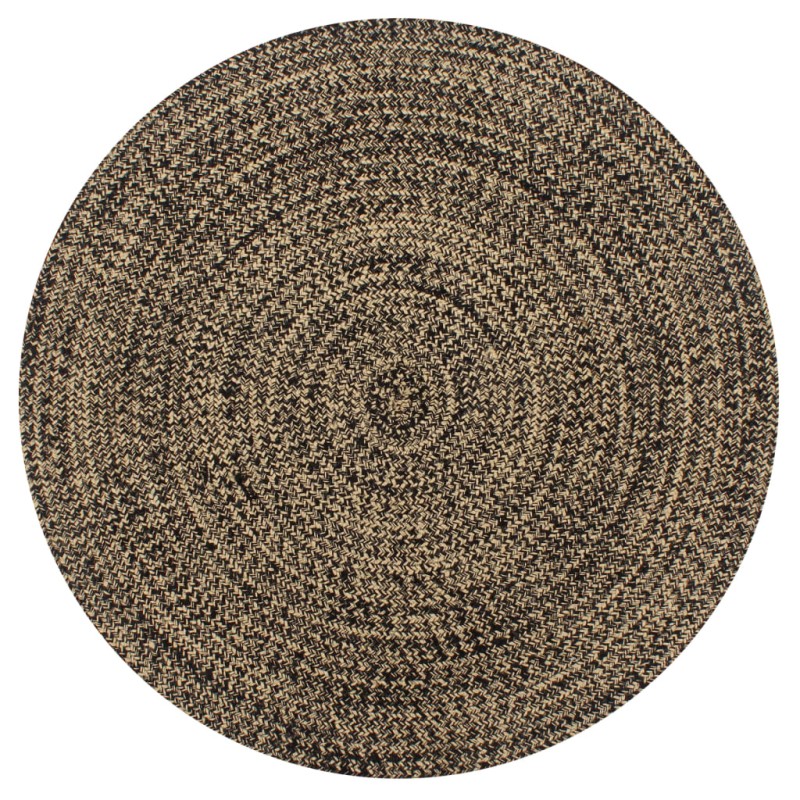 Tappeto Artigianale in Juta Nero e Naturale 120 cm Tappeto Artigianale in Juta Nero e Naturale 120 cm
