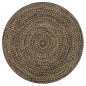 Tappeto Artigianale in Juta Nero e Naturale 120 cm Tappeto Artigianale in Juta Nero e Naturale 120 cm