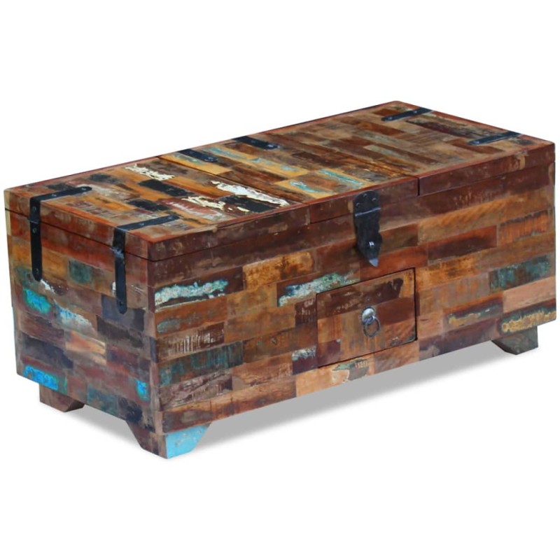 Tavolino da Caffè Baule Legno Massello di Recupero 80x40x35 cm Tavolino da Caffè Baule Legno Massello di Recupero 80x40x35 cm