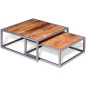 Set Tavolini da Caffè 2 Pezzi in Legno Massello di Acacia Set Tavolini da Caffè 2 Pezzi in Legno Massello di Acacia